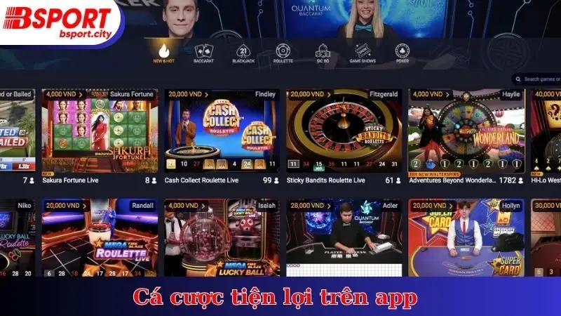 Cá cược tiện lợi trên app