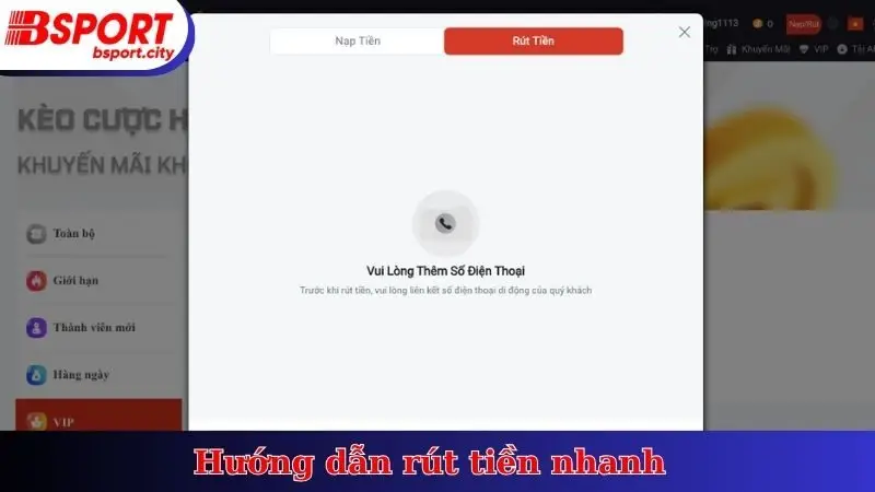 Hướng dẫn rút tiền nhanh